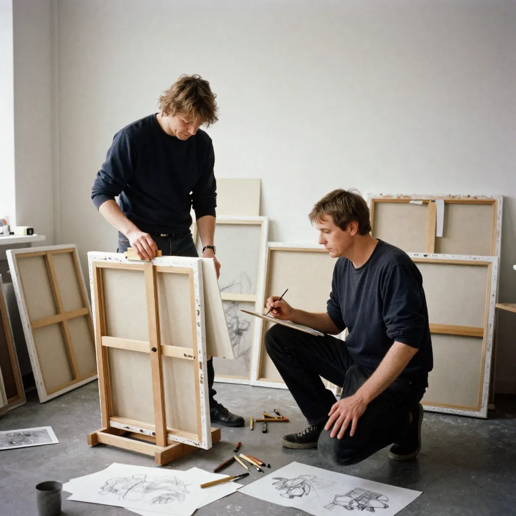 Intimate studio scene with Finnish artists